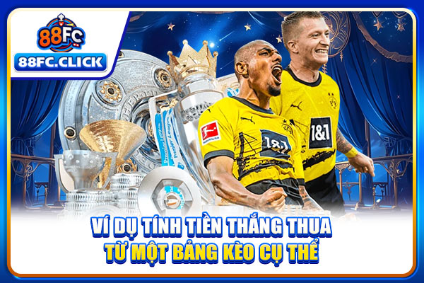 Ví dụ tính tiền thắng thua từ một bảng kèo cụ thể